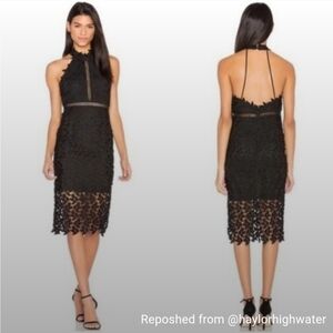 Bardot Gemma Sleeveless Black Lace Halter Dress
